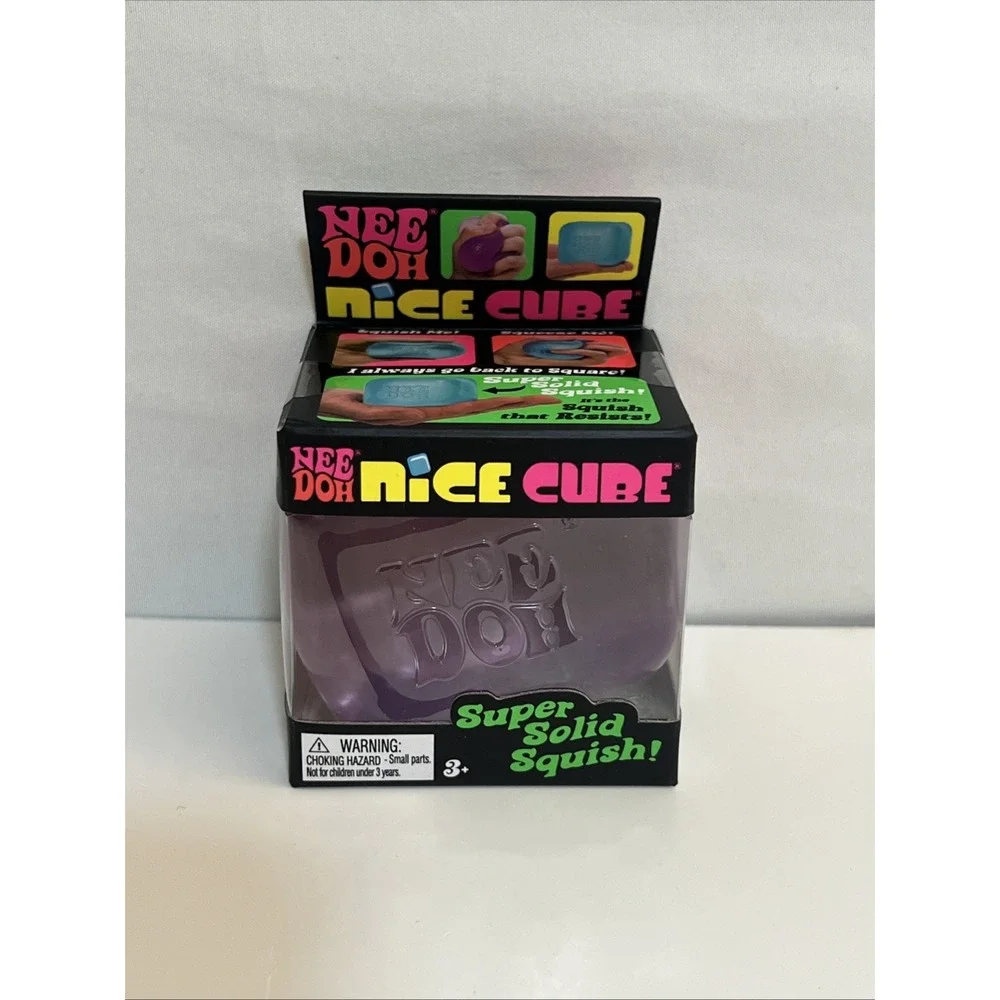 NeeDoh NICE CUBE Super Solid Squish! Purple Squishy Fidget Toy by Schylling